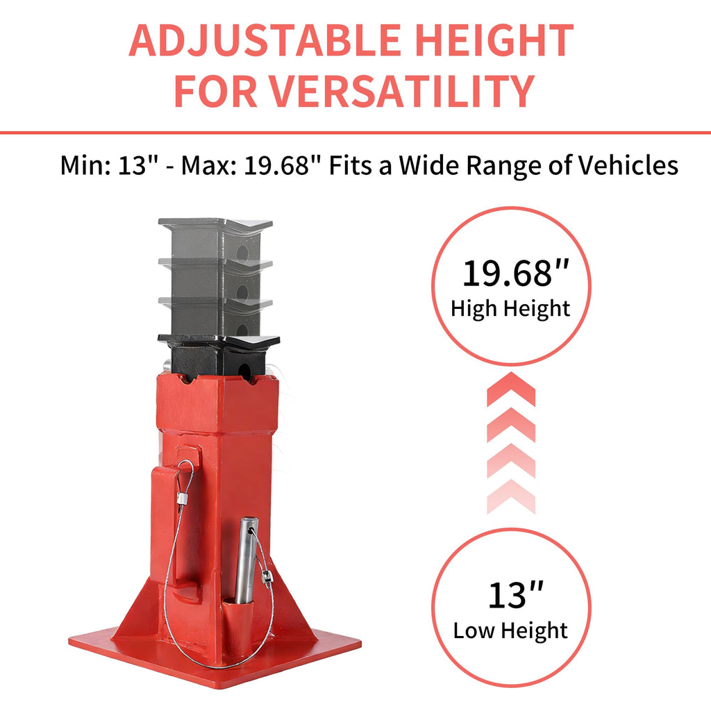 Garvee Heavy-Duty 22 Ton Jack Stands, 2 Pack Pin Type Supports with Quick-Lock for Trucks, RVs & Trailers, 13-19.68 Inch Adjustable Height, Professional Automotive Garage Equipment, Red
