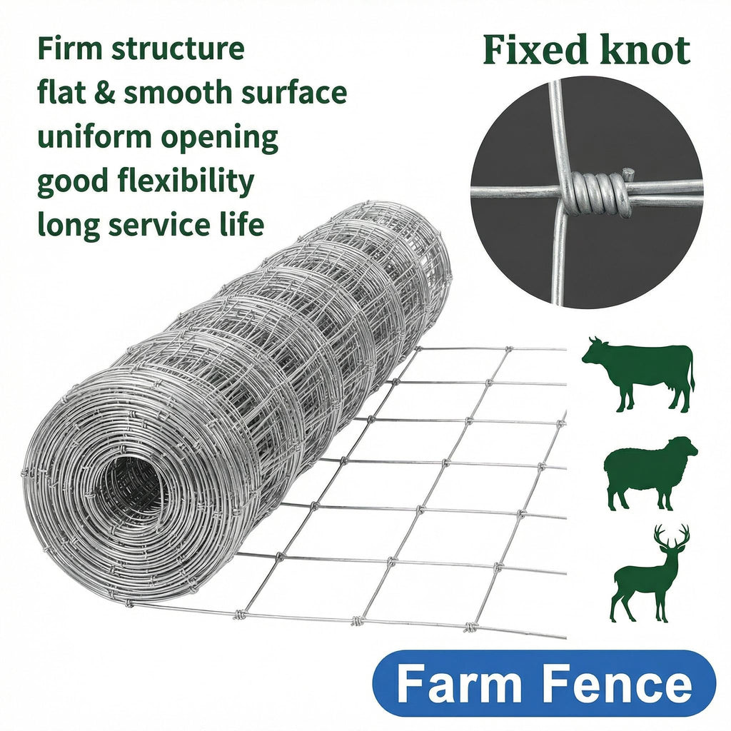 Garvee 5' × 164' Galvanized Cattle Fence, 14GA Zinc-Coated Mesh Livestock Barrier for Farm Yard