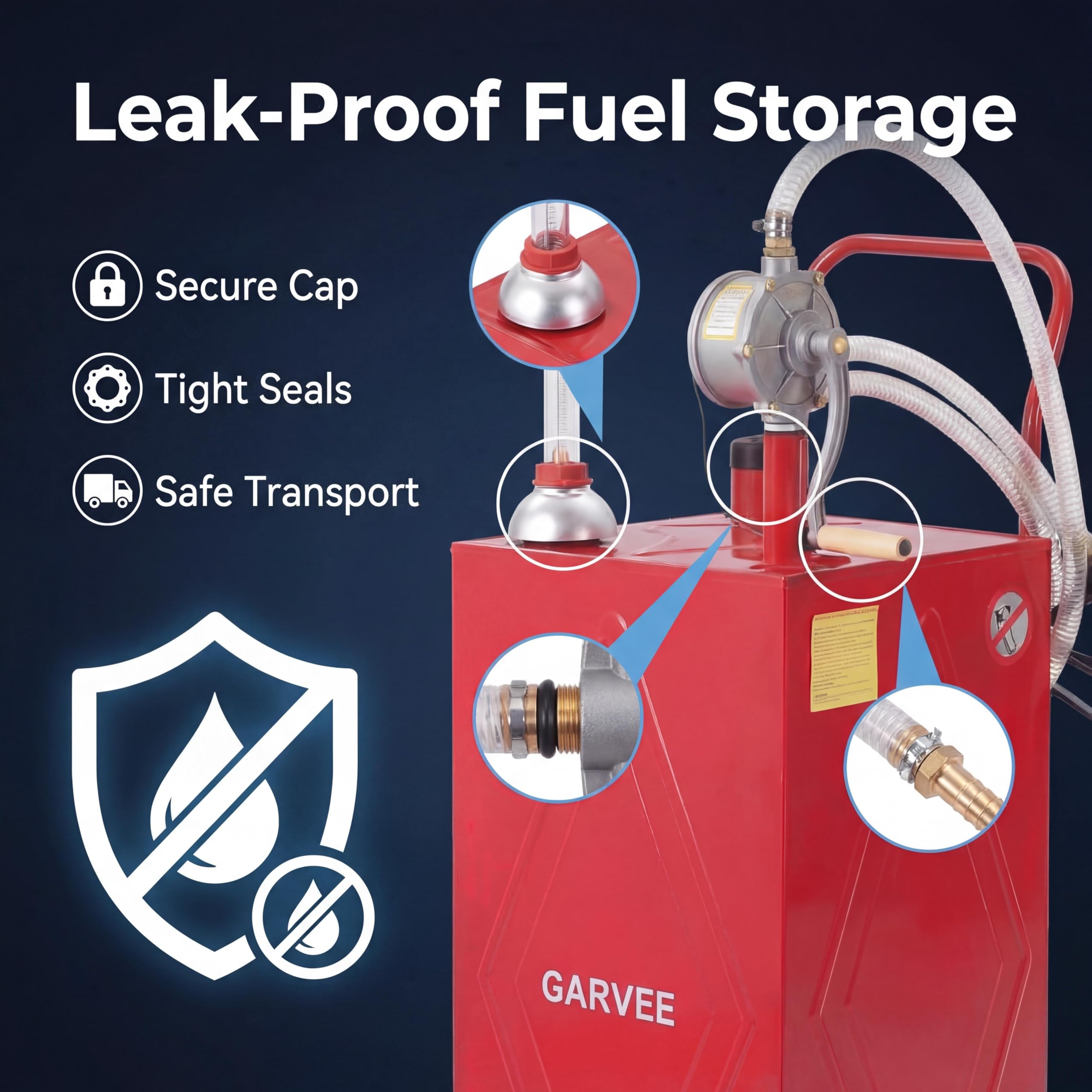 Garvee 35 Gallon Portable Fuel Caddy – Manual Rotary Pump, Heavy-Duty Steel Gas & Fuel Transfer Tank, 4 All-Terrain Wheels, Mobile Refueling for Trucks, Boats, ATVs, Lawn Mowers, Farm Equipment – Reinforced 4-wheeler - Red - Li Junjie