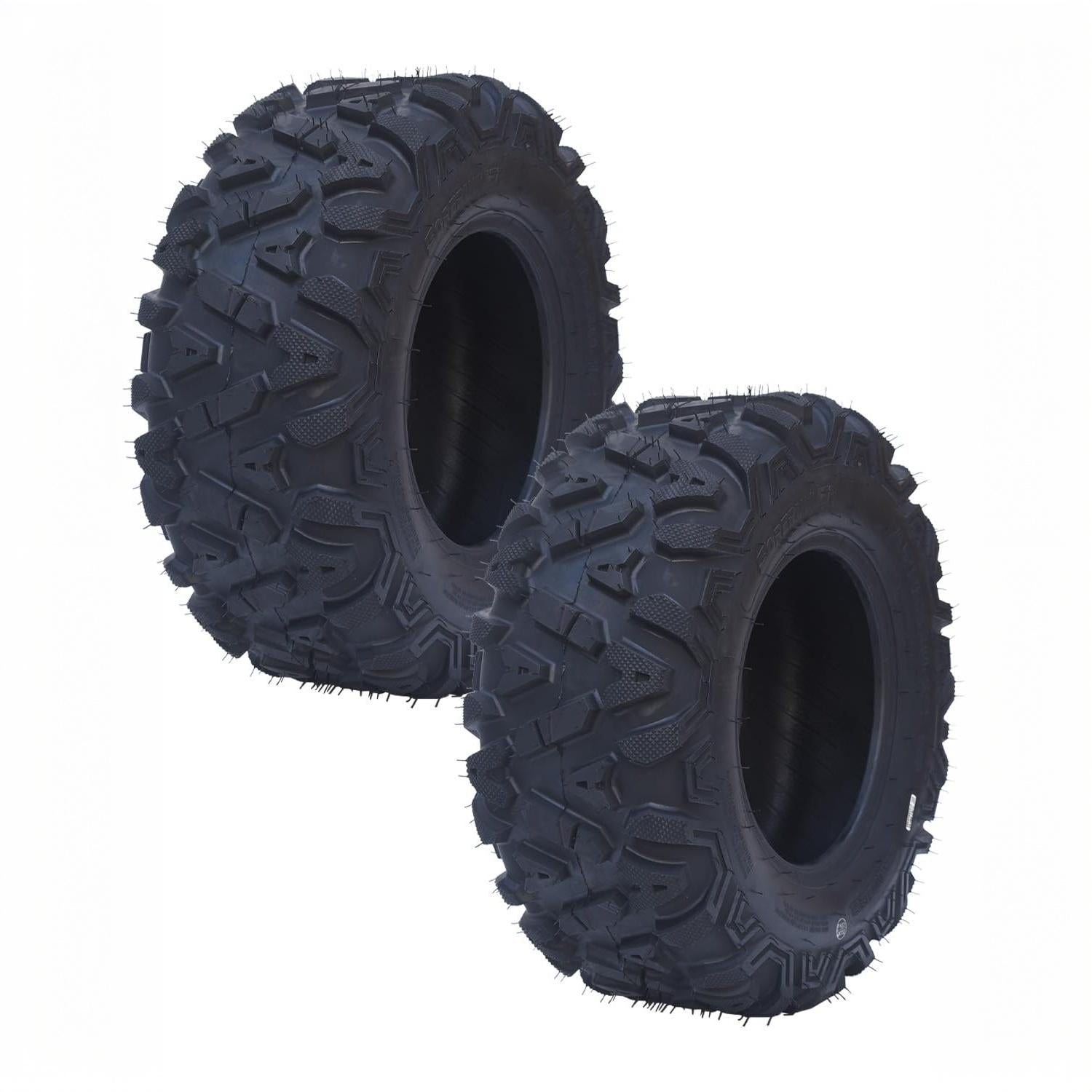 Garvee Heavy-Duty All-Terrain ATV/UTV Tire Set - 2-Pack 25x10-12, 6 Ply Tubeless, 420 lbs Load, Puncture Resistant, Deep Step for Mud/Sand/Trail - AT25X10-12-6PR TL LANCER (New)