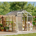 Garvee Walk-In Polycarbonate Greenhouse for Outdoors, Heavy Duty Aluminum Greenhouse with Adjustable Roof Vent & Lockable Door, UV-Protected Backyard Green House for Garden, Patio & Lawn, Easy Assembly, Silver