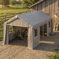 Garvee 10 x 20 FT Carport Replacement Cover Kit, 200G PE Tarp with Front & Rear Zipper Doors, 2 Roll-Up Side Openings and 4 Mesh Windows, Gray, Frame Not Included