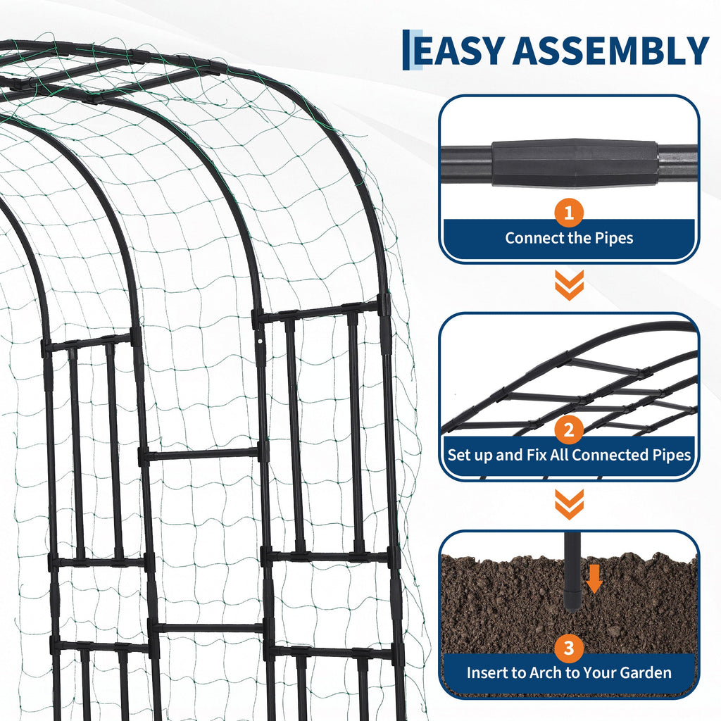 Garvee Garden Arch Trellis, 86"H x 63"L x 47"W Galvanized Steel Dome Arbor with UV-Resistant PE Coating for Climbing Plants, Roses & Grapes