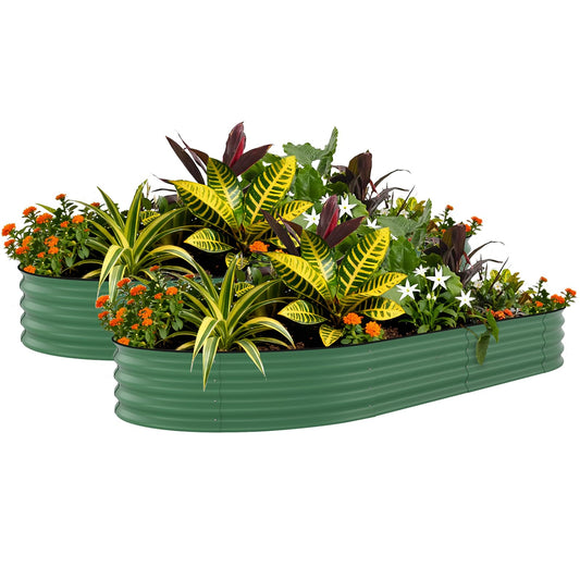 Garvee 2 Pack 10' X 4' X 1.5' Rust-Resistant Galvanized Raised Garden Beds – Large Metal Planter Boxes, Durable, Easy Assembly, for Vegetables, Flowers & Outdoor Plants – Green, Upgraded with Anti-Cutting Strips