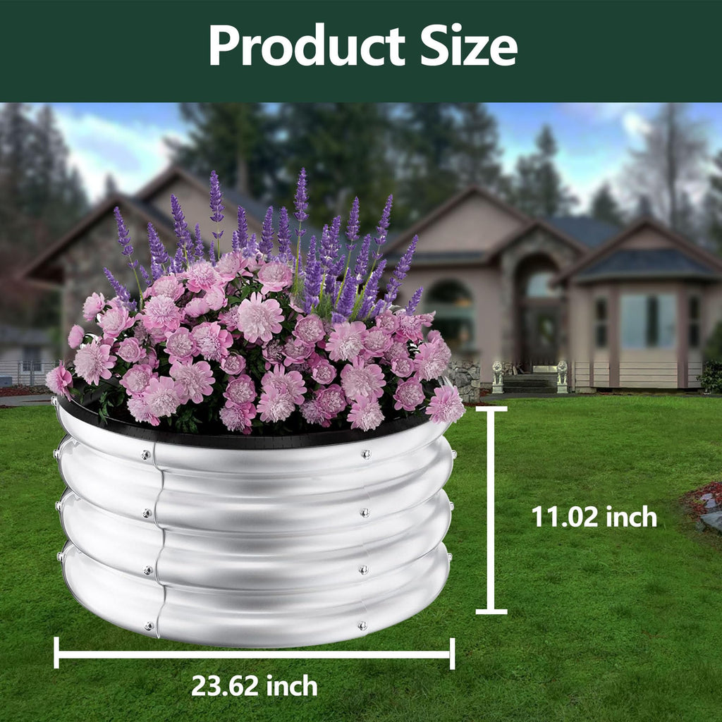 Garvee 3-Pack Raised Garden Beds, 2 x 2 x 1 FT Round Galvanized Steel Planter Boxes with Open Bottom, Rust-Resistant Outdoor Beds for Vegetables, Herbs & Flowers