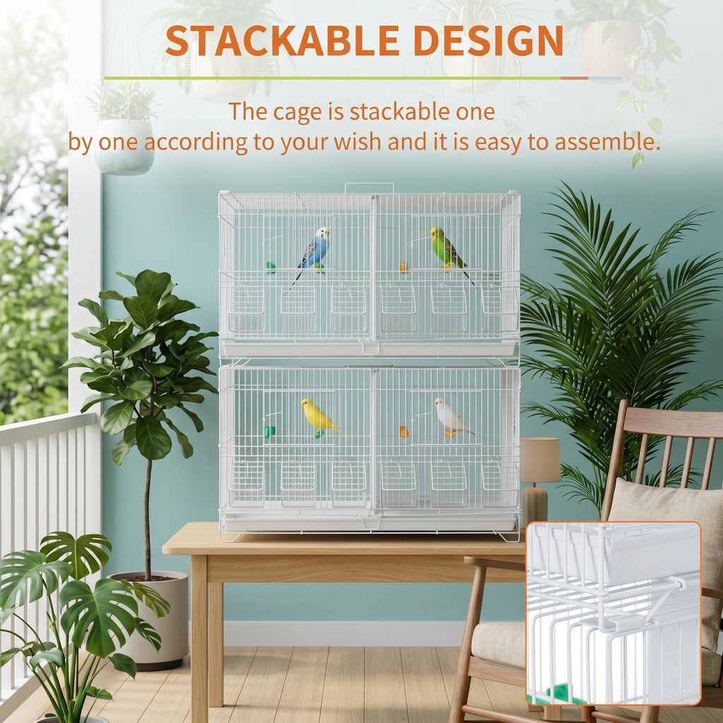 Garvee Flight Bird Cage with Slide Out Tray and Bottom Grate, Budgies Cockatiels Lovebirds Canaries Parakeet Cage, Stackable Design for Small and Medium Birds, White