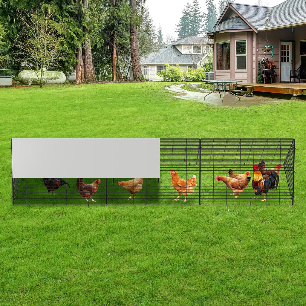 Garvee 10ft Heavy Duty Metal Chicken Tunnel Outdoor Run – Hunter-Proof Triangular Poultry Enclosure with Weatherproof UV Cover, Ground Stakes & Locks for Chickens, Ducks & Rabbits