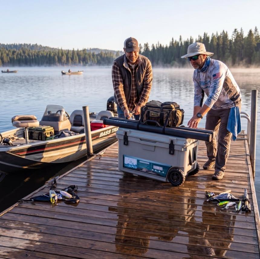 Garvee Extra-Thick Insulated Camping Cooler 70qt with Wheels - Rolling Ice Chest Keeps Ice Up to 7 Days - Portable for Food, Drinks, Beach, Picnic, Fishing, Boat - Gray - KUER-F-70 Cool Gray GRAY 6C