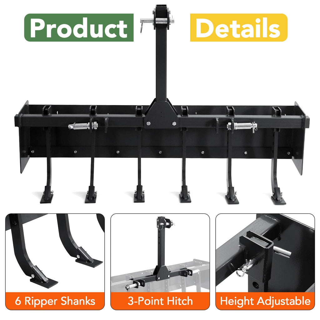 Garvee 55" Box Blade for Tractor, Box Scraper for Tractor 3 Point Hitch, Box Blade Suitable for CAT-0 &amp; CAT-1 Tractors