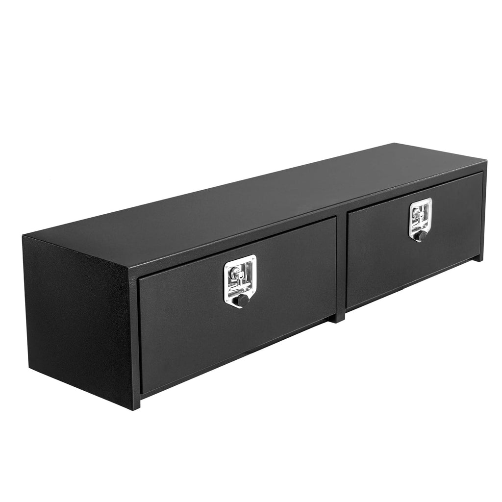 Garvee 60"X16"X13" Black Steel Underbody Truck Tool Box, Truck Bed & Underbelly RV Storage Box, Locking t-Latch, Weather-Resistant, Heavy-Duty Job Box for Pickup Truck Bed, RV, Trailer