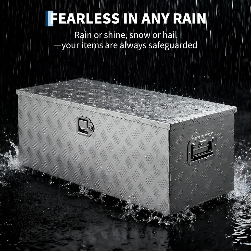 Garvee 30"x15"x15" Aluminum Truck Bed Tool Box, Weatherproof Storage Chest with Lock & Keys, Side Handles, Gas Strut Lid, Large-Capacity Heavy-Duty Organizer for Pickup, Trailer, and RV, Silver