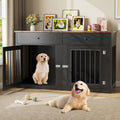 Garvee 60" Dog Crate Furniture for 2 Dogs, Heavy Duty Dog Kennel Furniture TV Stand with 2 Drawers, Dog Crates for Small Medium Dogs, Dog Cage End Table for Indoor Use, Black