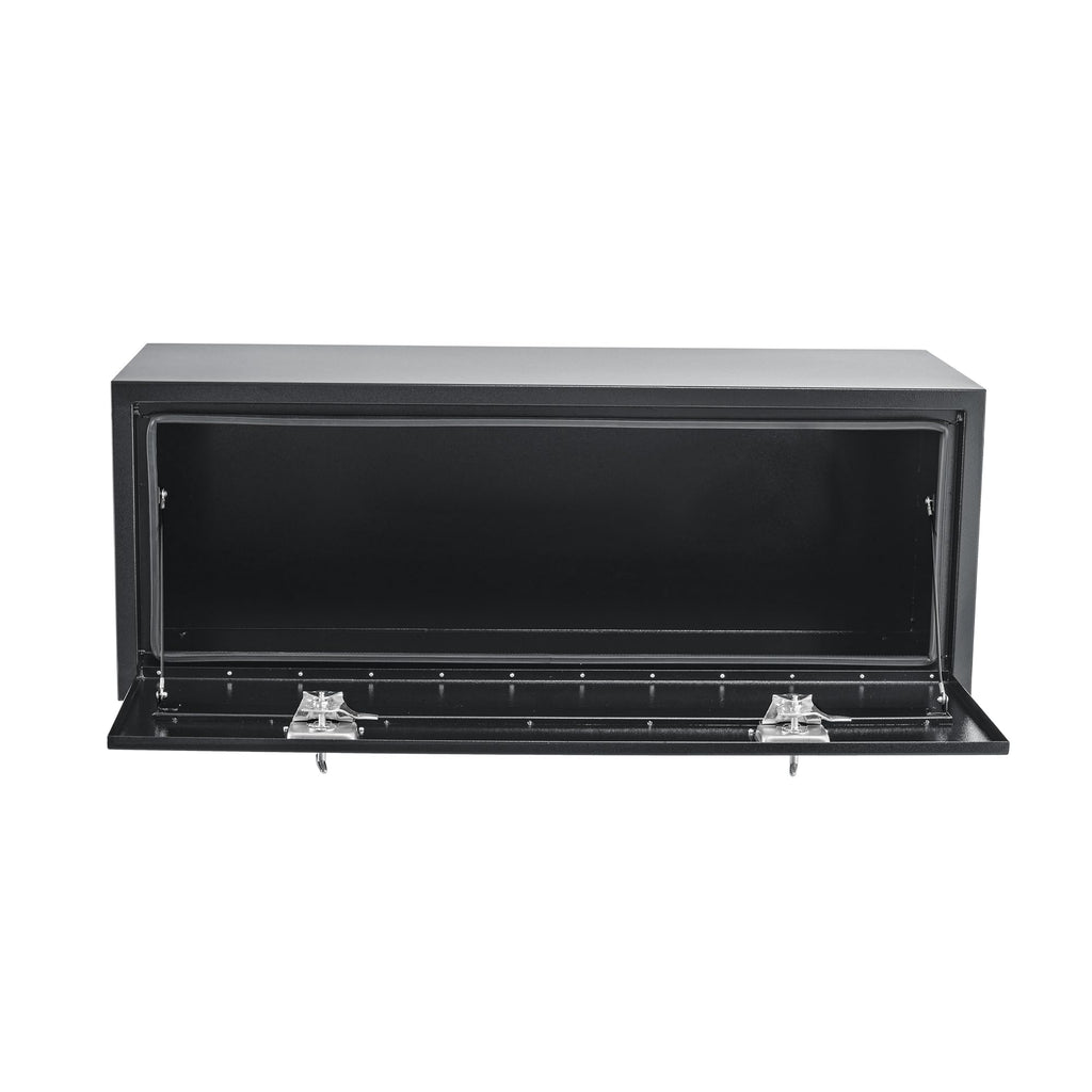 Garvee 60" x 16" x 13" Heavy Duty Black Steel Underbody Truck Tool Box – Weatherproof T-Handle Lock Storage Chest – Smooth Surface, Ideal for Pickups, Trailers, RVs, Black Base Silver Flower Spray Plastic, Underbody Tool Box