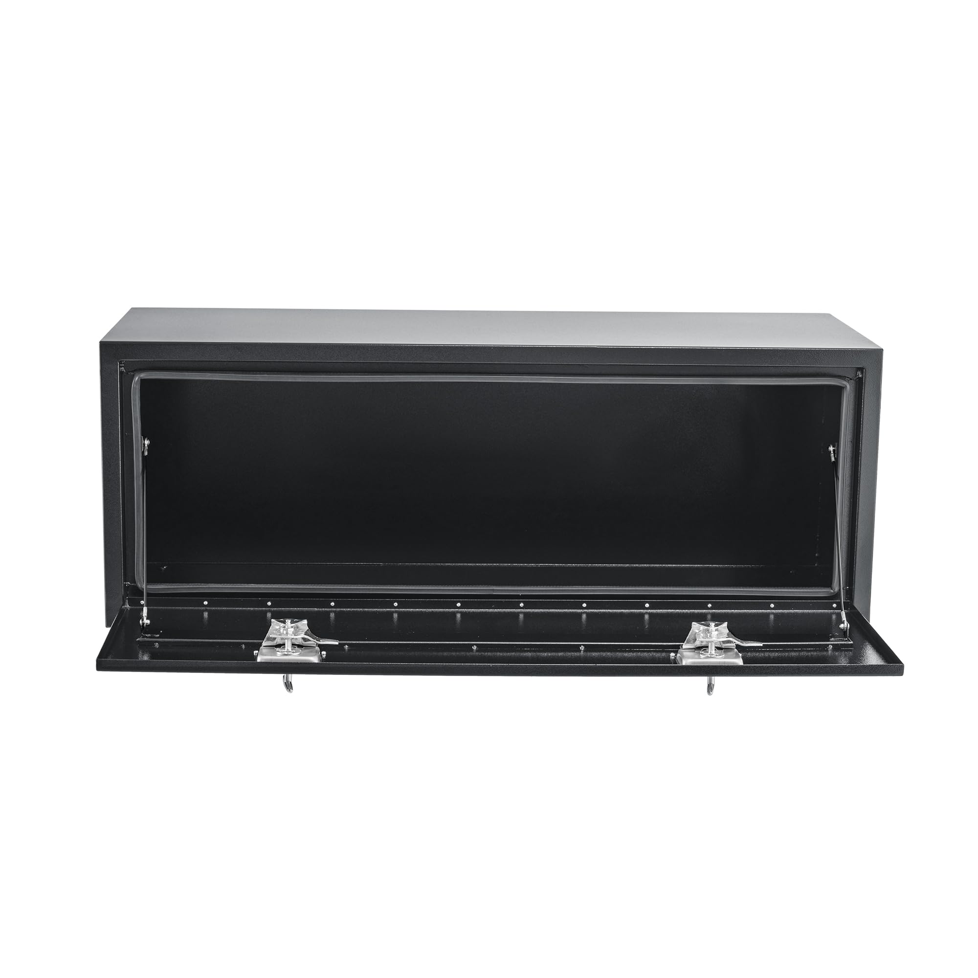 Garvee 60" x 16" x 13" Heavy Duty Black Steel Underbody Truck Tool Box – Weatherproof T-Handle Lock Storage Chest – Smooth Surface, Ideal for Pickups, Trailers, RVs, Black Base Silver Flower Spray Plastic, Underbody Tool Box