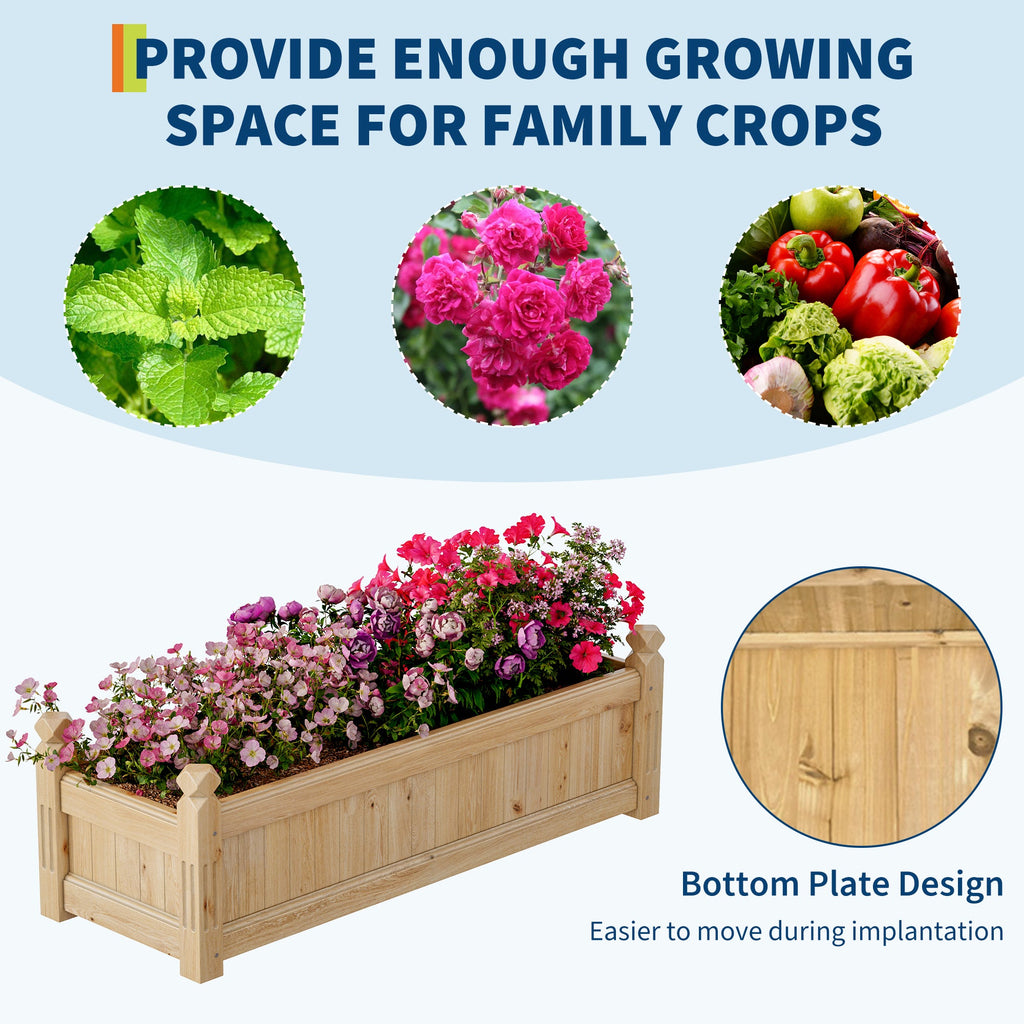 Garvee 43" x 15" x 13" Sturdy Fir Wood Raised Garden Bed – Large Rectangular Outdoor Planter Box for Vegetables, Herbs, Flowers – Easy Tool-Included Assembly, Ideal for Patio, Balcony, Backyard, Yellow