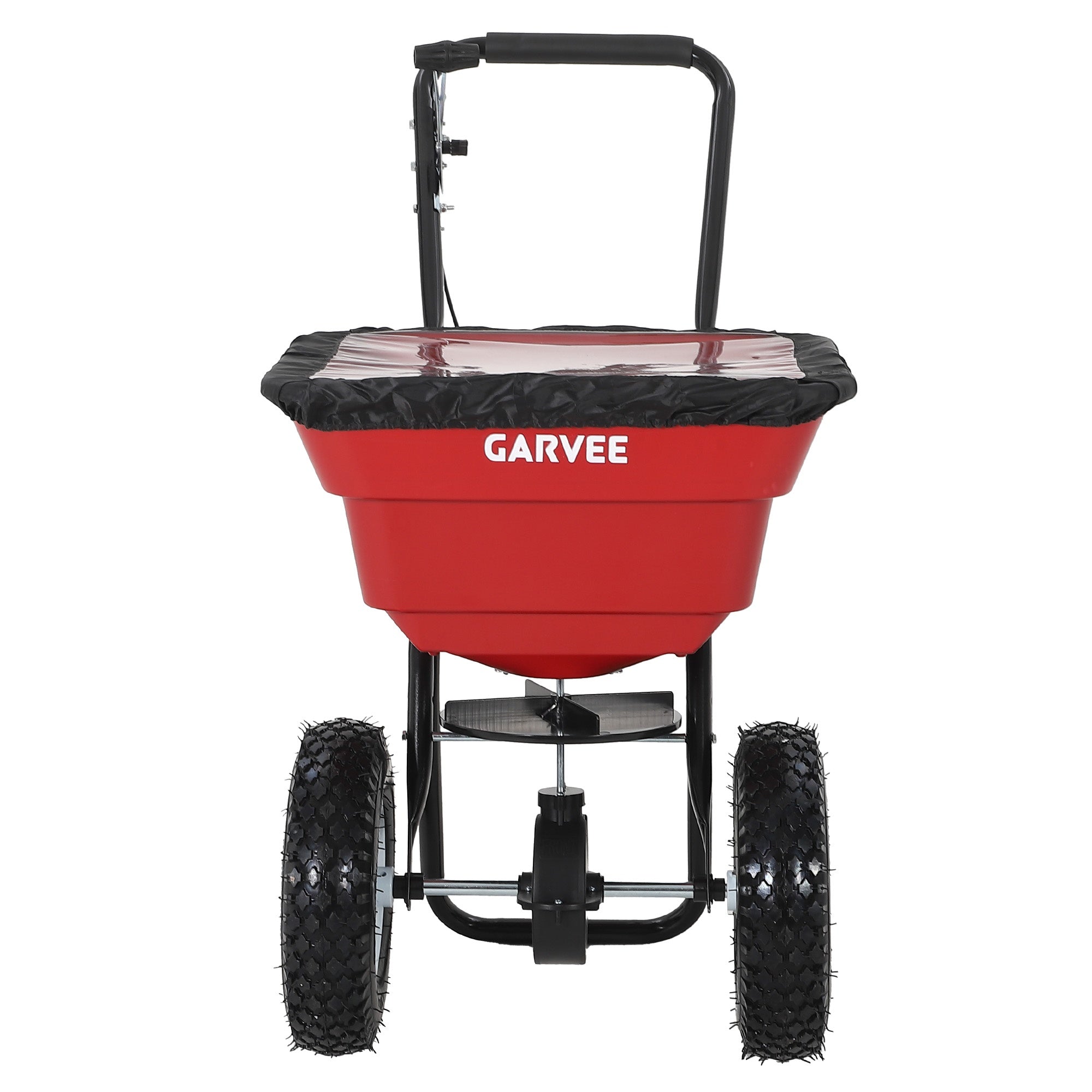 Garvee 80 lb Push Broadcast Spreader, Walk-Behind Lawn & Garden Spreader with 29 L Hopper, 0–12 ft Coverage, 13" All-Terrain Wheels & 20-Level Flow Control for Seed, Fertilizer, Salt & Ice Melt, Red