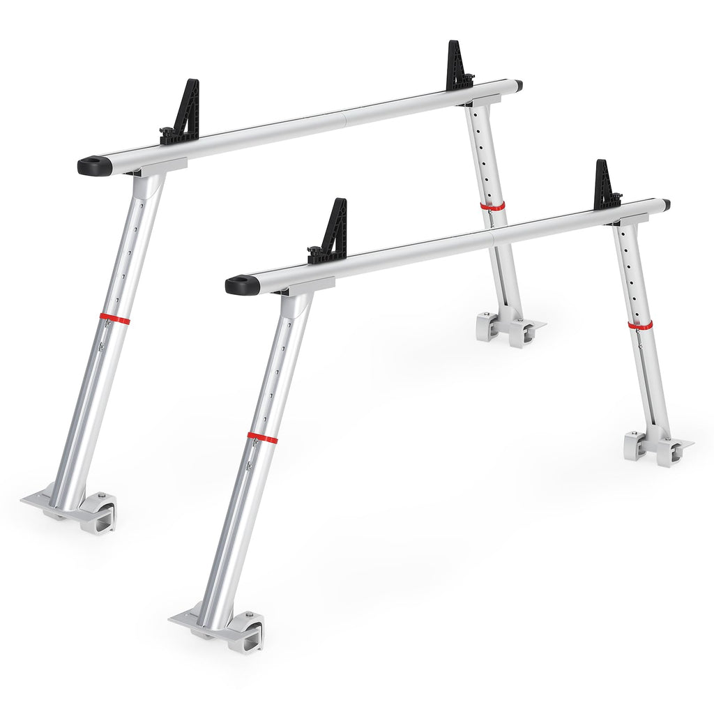 Garvee Adjustable Aluminum Truck Rack 35.4–71", 800 lbs Capacity Two-Bar Ladder Rack with 8 No-Drill C-Clamps, Heavy-Duty Pickup Bed Support for Kayak, Surfboard, Lumber & Ladders - Silver