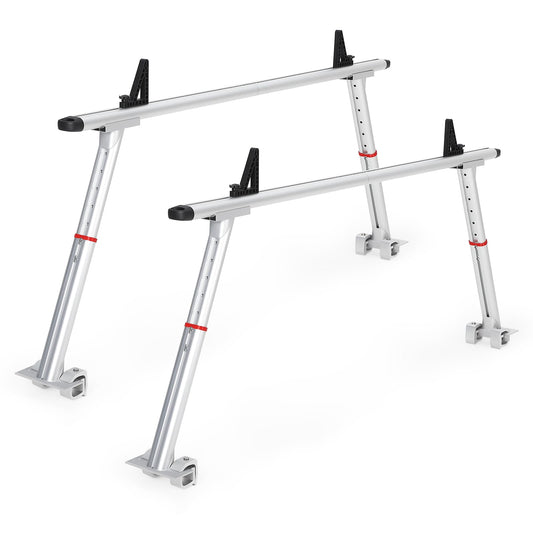 Garvee Adjustable Aluminum Truck Rack 35.4–71", 800 lbs Capacity Two-Bar Ladder Rack with 8 No-Drill C-Clamps, Heavy-Duty Pickup Bed Support for Kayak, Surfboard, Lumber & Ladders - Silver