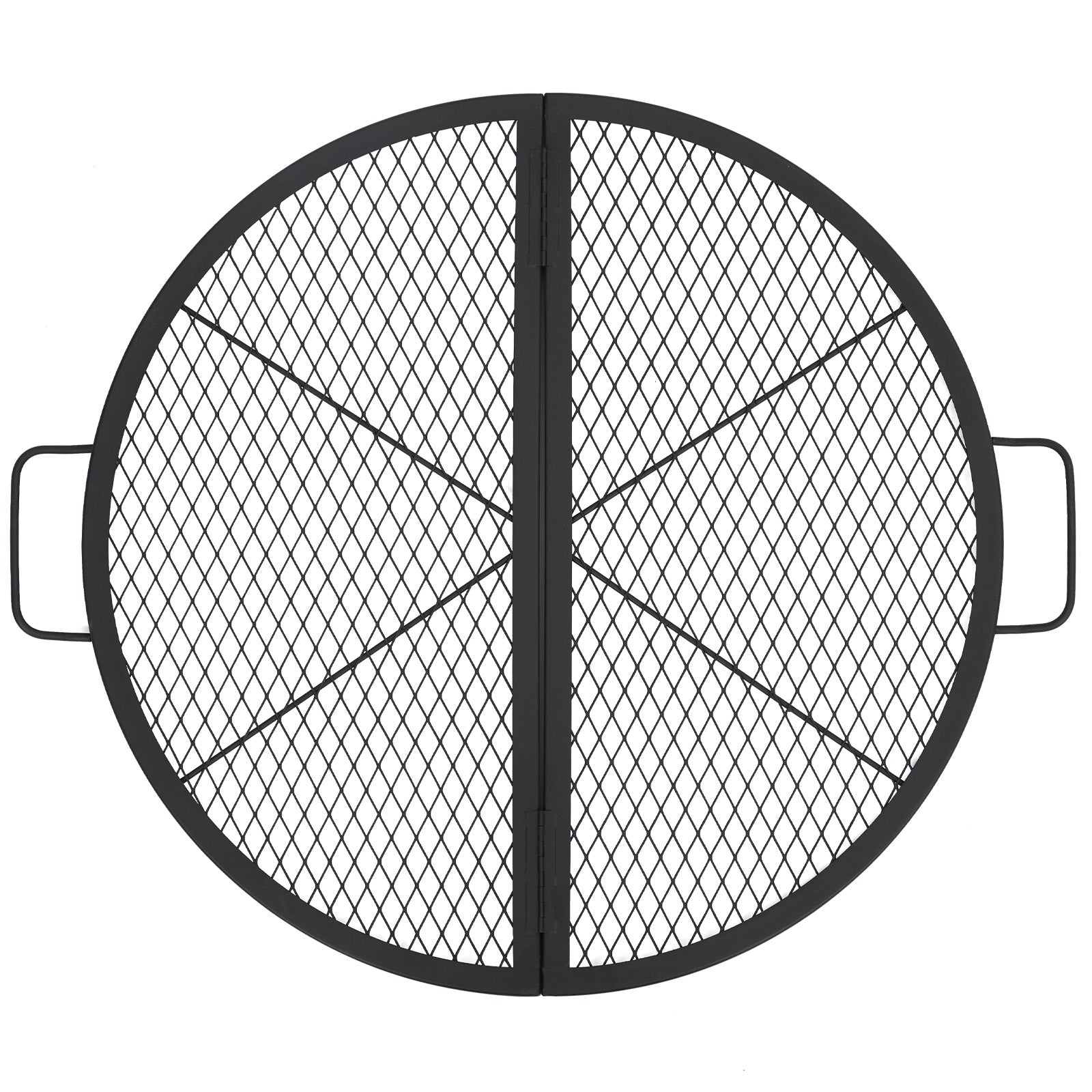 Garvee 30.5-inch Round Foldable Fire Pit Grate, 44lbs Load Capacity Heavy Duty Carbon Steel Grill Grate with Handles, 1112°F Heat Resistant Cooking Mesh for Outdoor Camping, Black