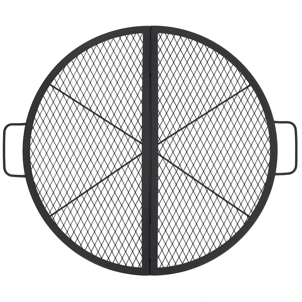 Garvee 36-inch Round Foldable Fire Pit Grate, 44lbs Load Capacity Heavy Duty Carbon Steel Grill Grate with Handles, 1112°F Heat Resistant Cooking Mesh for Outdoor Camping, Black