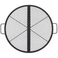 Garvee 36-inch Round Foldable Fire Pit Grate, 44lbs Load Capacity Heavy Duty Carbon Steel Grill Grate with Handles, 1112°F Heat Resistant Cooking Mesh for Outdoor Camping, Black