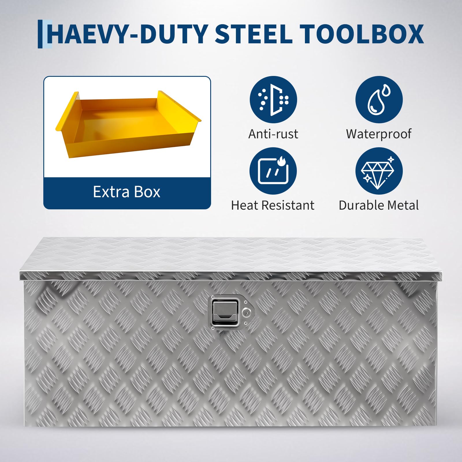 Garvee 30"x15"x15" Aluminum Truck Bed Tool Box, Weatherproof Storage Chest with Lock & Keys, Side Handles, Gas Strut Lid, Large-Capacity Heavy-Duty Organizer for Pickup, Trailer, and RV, Silver