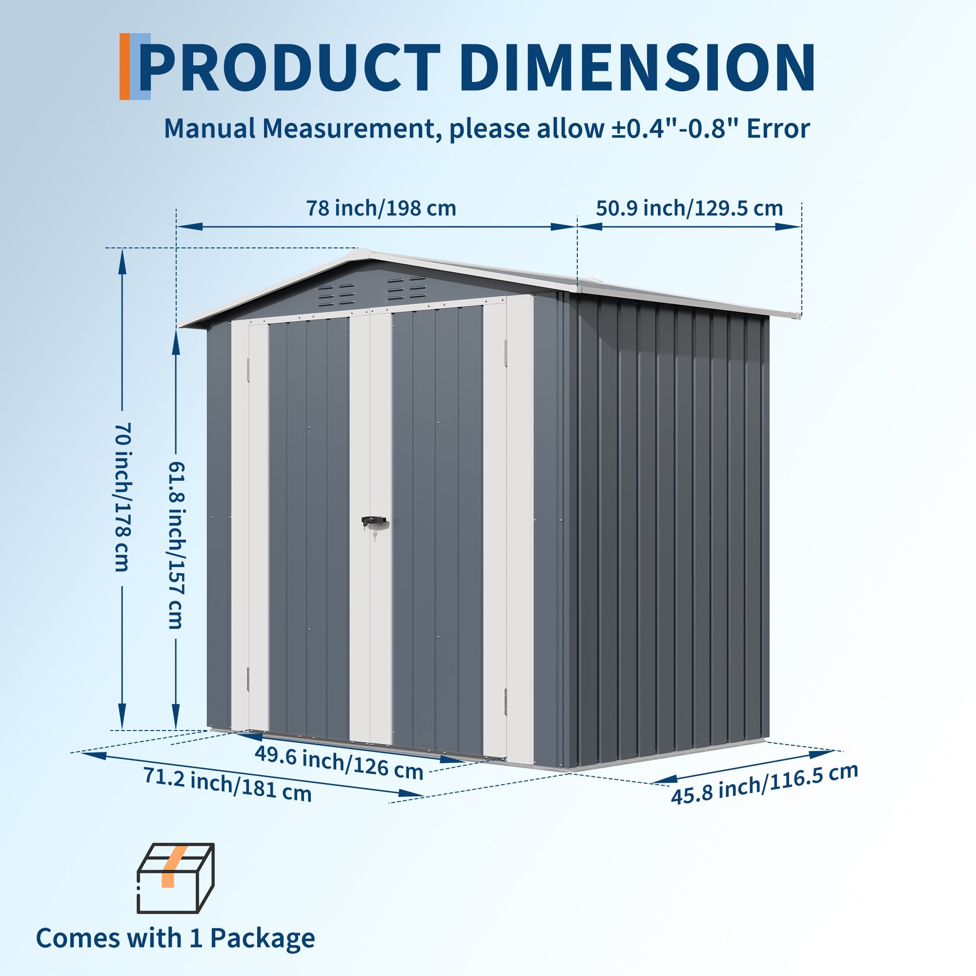 Garvee Weather-Resistant Metal Outdoor Storage Outdoor Storage 6x4 FT – Lockable Double Doors, Vents, Secure Garden Tool Outdoor Storage – Ideal for Lawn Equipment, Patio, Backyard, Yard, Bike – Color: Gray