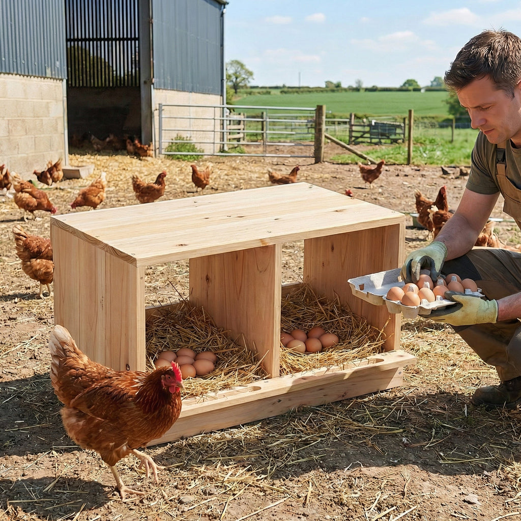 Garvee Heavy Duty Wooden Chicken Nesting Box – Easy Assembly, Durable Single Layer Design, Two Compartments for Hens and Ducks – Ideal for Poultry Farms and Backyard Coops, 2-Compartment Single Layer