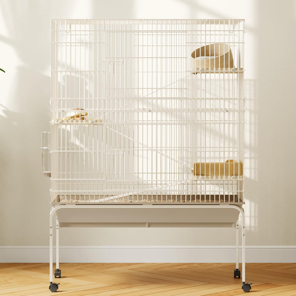 Garvee Ferret Cage, 55"h Large  Cage with 3 Removable Ramps.Food Bowl. Water Bottle. Metal Small Animal Cages on Wheels for Chinchillas. Guinea Pigs. Rabbit. Sugar