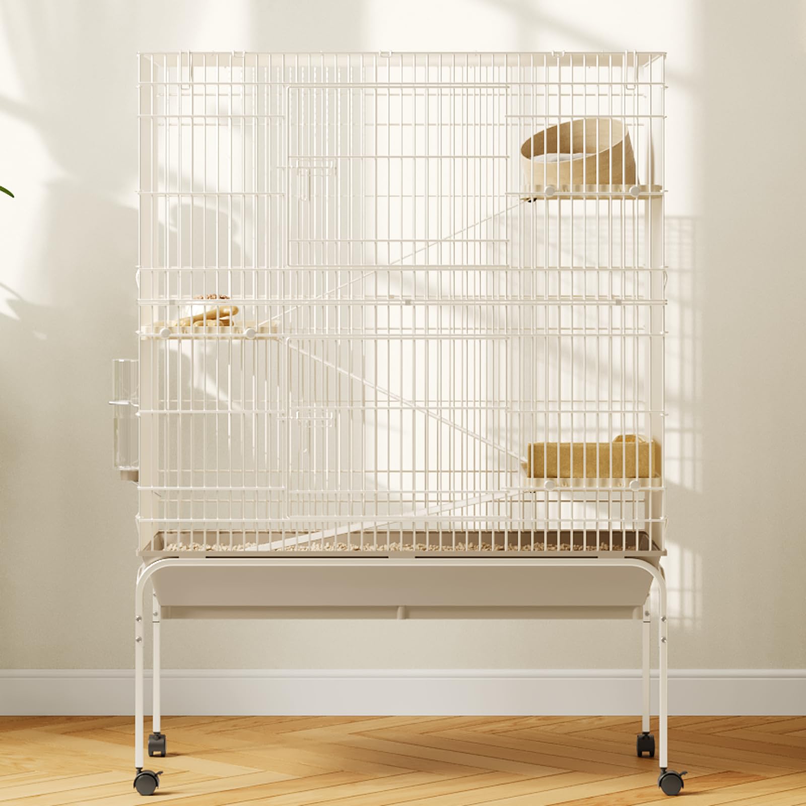Garvee Ferret Cage, 55"h Large  Cage with 3 Removable Ramps.Food Bowl. Water Bottle. Metal Small Animal Cages on Wheels for Chinchillas. Guinea Pigs. Rabbit. Sugar