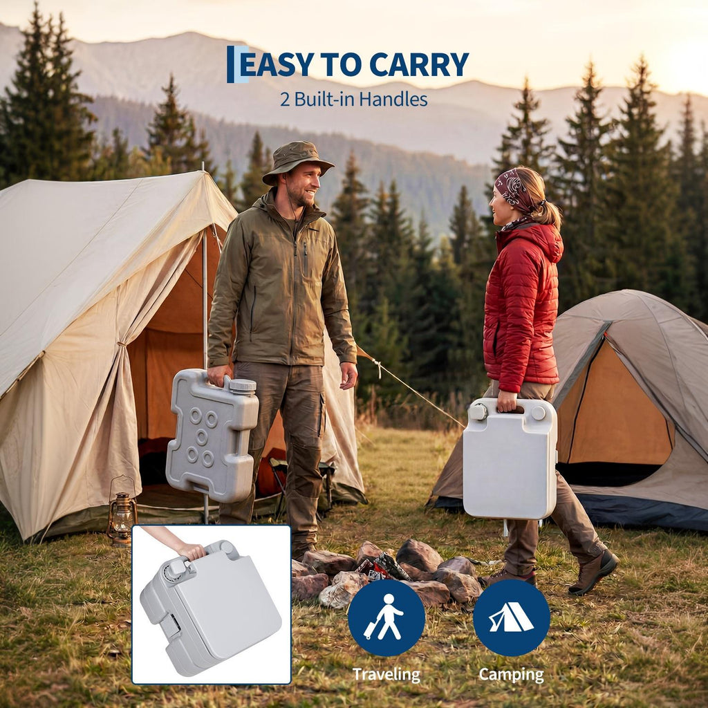 Garvee Portable Pressurized RV Toilet – T Outlet Water, 3.2 Gal Detachable Waste & Flush Tanks, Push-Button Flush Commode for Home, Camping, Boating, Outdoor, Bathroom Storage, Includes Level Gauge, 10L Three-Outlet Pneumatic Model