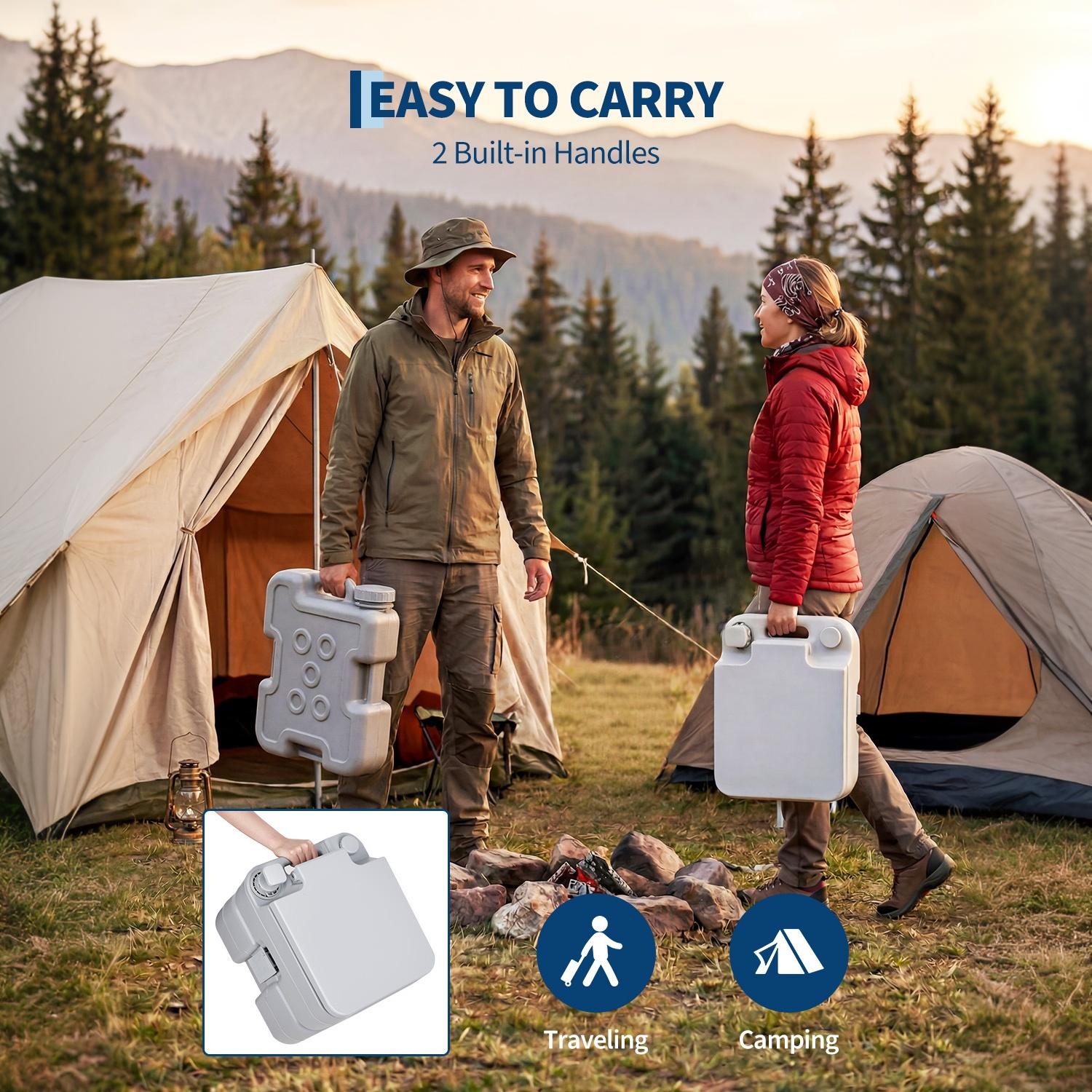 Garvee Portable Pressurized RV Toilet – T Outlet Water, 3.2 Gal Detachable Waste & Flush Tanks, Push-Button Flush Commode for Home, Camping, Boating, Outdoor, Bathroom Storage, Includes Level Gauge, 10L Three-Outlet Pneumatic Model
