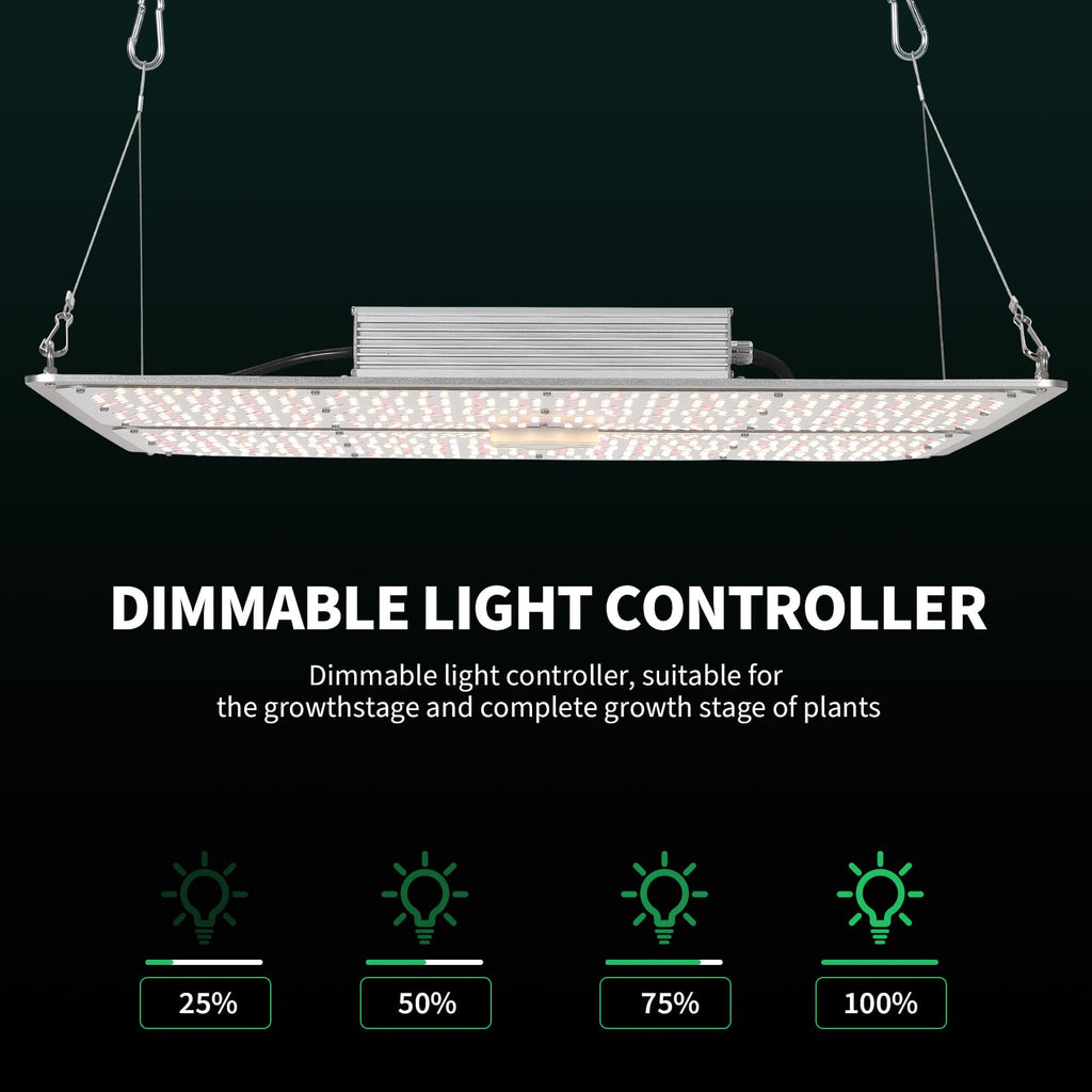 Garvee 400W LED Grow Light Full Spectrum with Red & IR, Dimmable Quantum Board Plant Light for Indoor Plants Seedling, Veg and Bloom, 23.62×23.62in, 120V US Plug