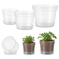 Garvee 6-Pack Clear Nursery Pots with Saucers, 6/8/10" Transparent Plastic Plant Pots with Drainage Holes, Thick Reusable Seed Starter Planters for Indoor & Outdoor Plants, Herbs, Flowers & Succulents