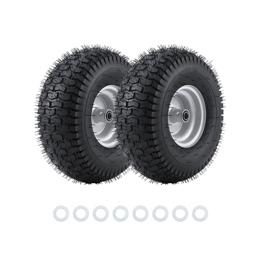 Garvee Flat Free Sturdy Lawn Mower Tire - 15x6.00-6 Heavy Duty 500 lbs Load - Puncture-Proof Polyurethane, Multiple Precision Ball Bearings, Centered Hub - Zero Turn Front Replacement Wheel for Outdoor Power Equipment, Easy Install - 2 Pack (15×6.00-6)
