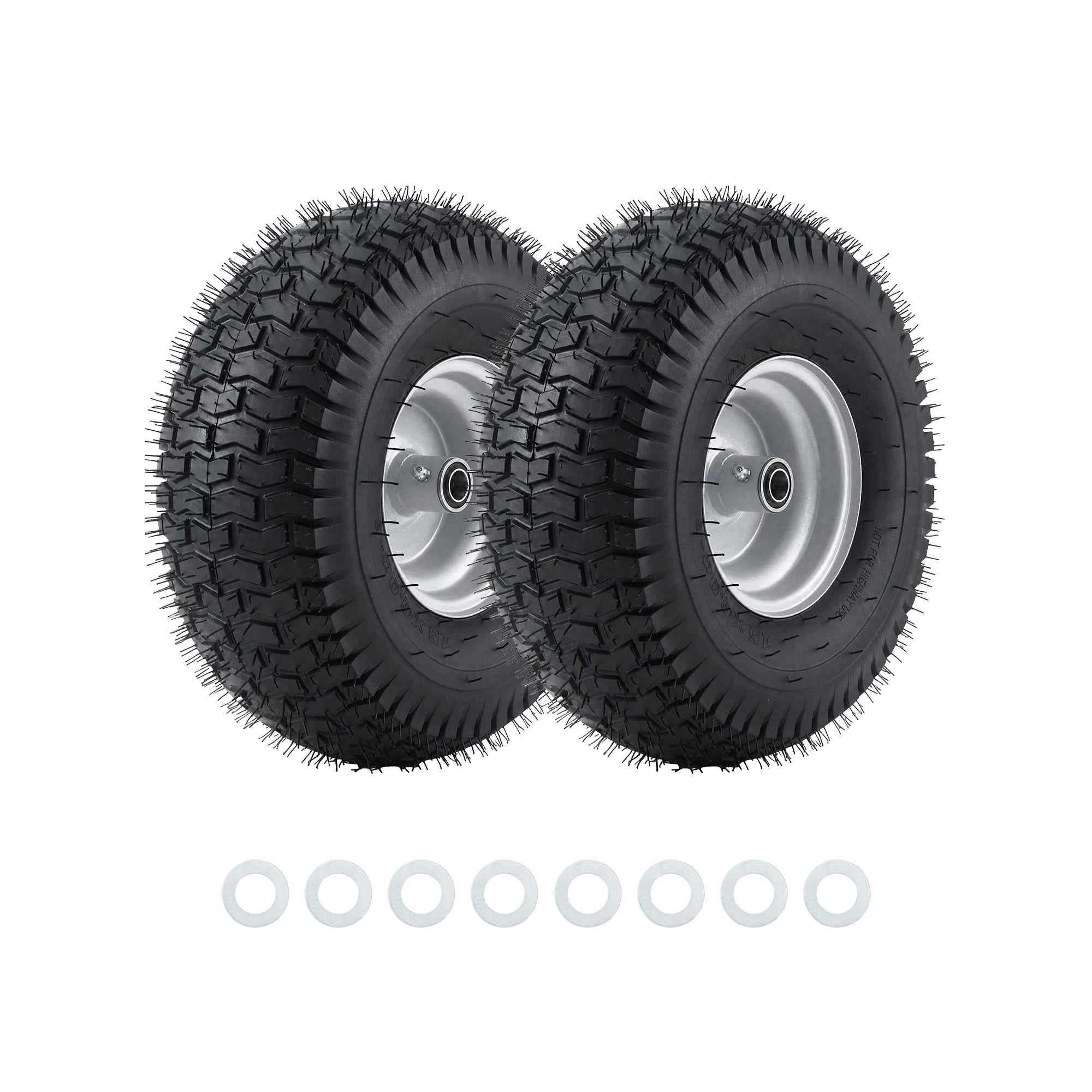 Garvee Flat Free Sturdy Lawn Mower Tire - 15x6.00-6 Heavy Duty 500 lbs Load - Puncture-Proof Polyurethane, Multiple Precision Ball Bearings, Centered Hub - Zero Turn Front Replacement Wheel for Outdoor Power Equipment, Easy Install - 2 Pack (15×6.00-6)