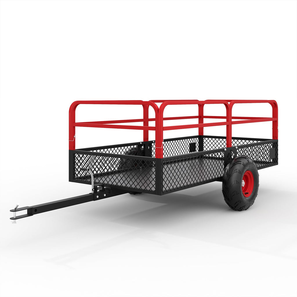 Garvee Tow Behind Dump Cart, 1600 lbs 22 Cu Ft Heavy Duty Steel ATV UTV Garden Trailer with Removable Sides, 45° Quick Dump & 16 in All-Terrain Tires for Lawn Mower, Tractor & Yard Work