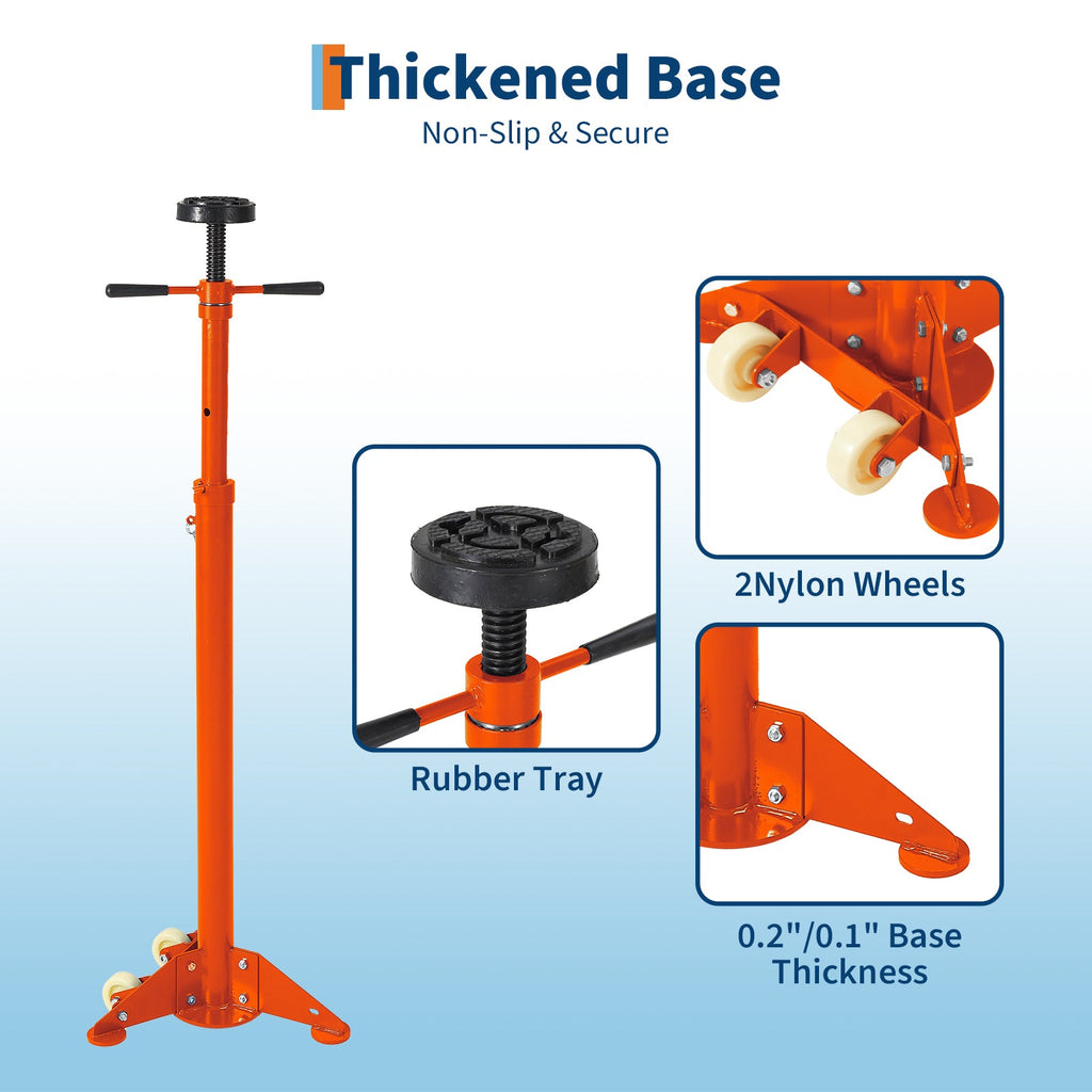 Garvee Adjustable Under Hoist Support Stand – 3/4 Ton (1653 lbs) Capacity – Heavy Duty Screw Jack – 38-75 Inch Height Range – With Wheels – Triangular Base (975-1915mm), Orange
