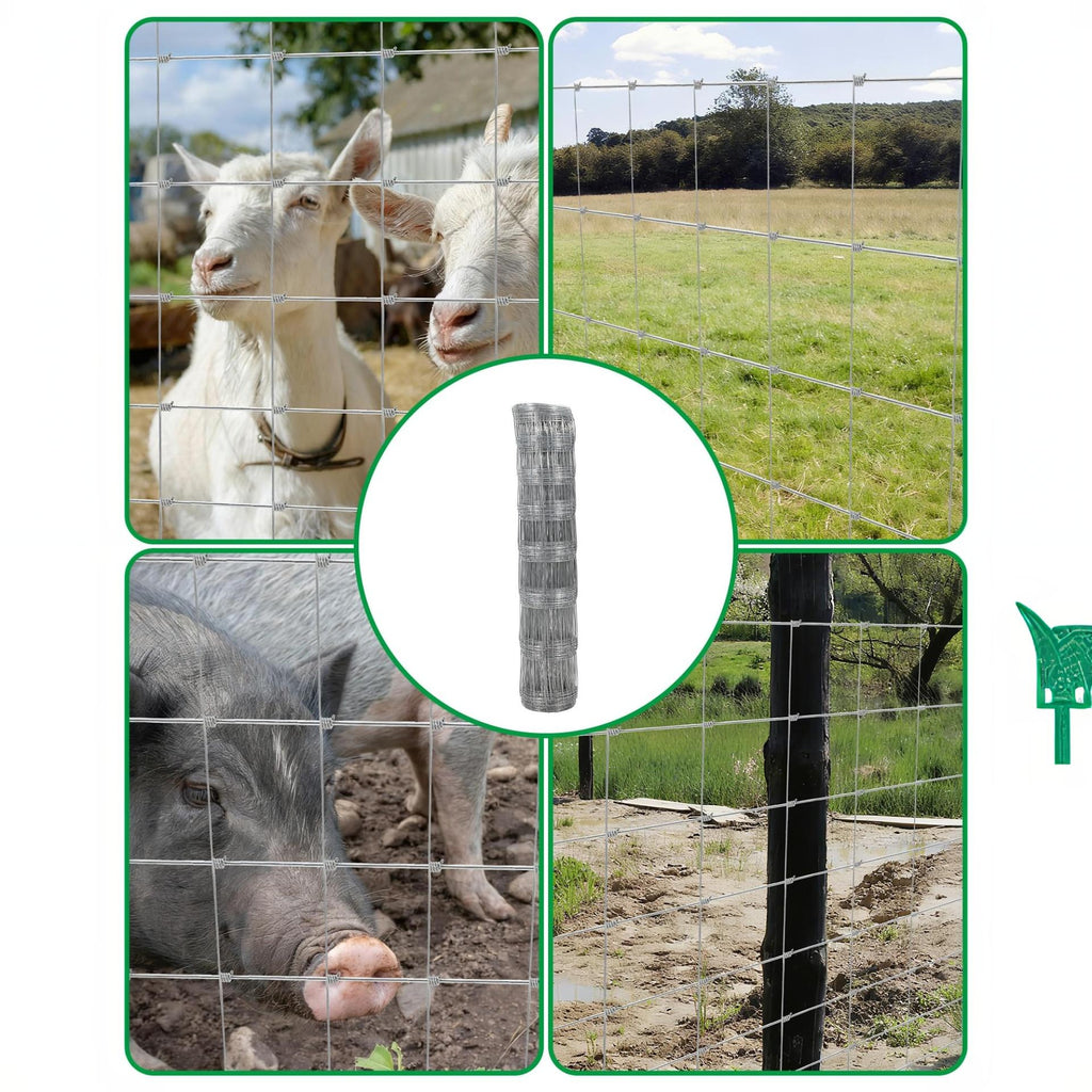 Garvee 4'x328'-Duty Galvanized Livestock Fence – Woven Wire, Hinge Knot, 14 Gauge – Secure Goats, Sheep, Hogs – Durable Farm & Pasture Perimeter Fencing