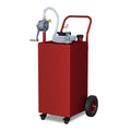Garvee 30-Gallon Portable Fuel Tank Gasoline Diesel Storage with Manual Rotary Pump, Anti-Static Clamp, Carbon Steel, All-Terrain Wheels, Red, for Vehicles and Boats, Red