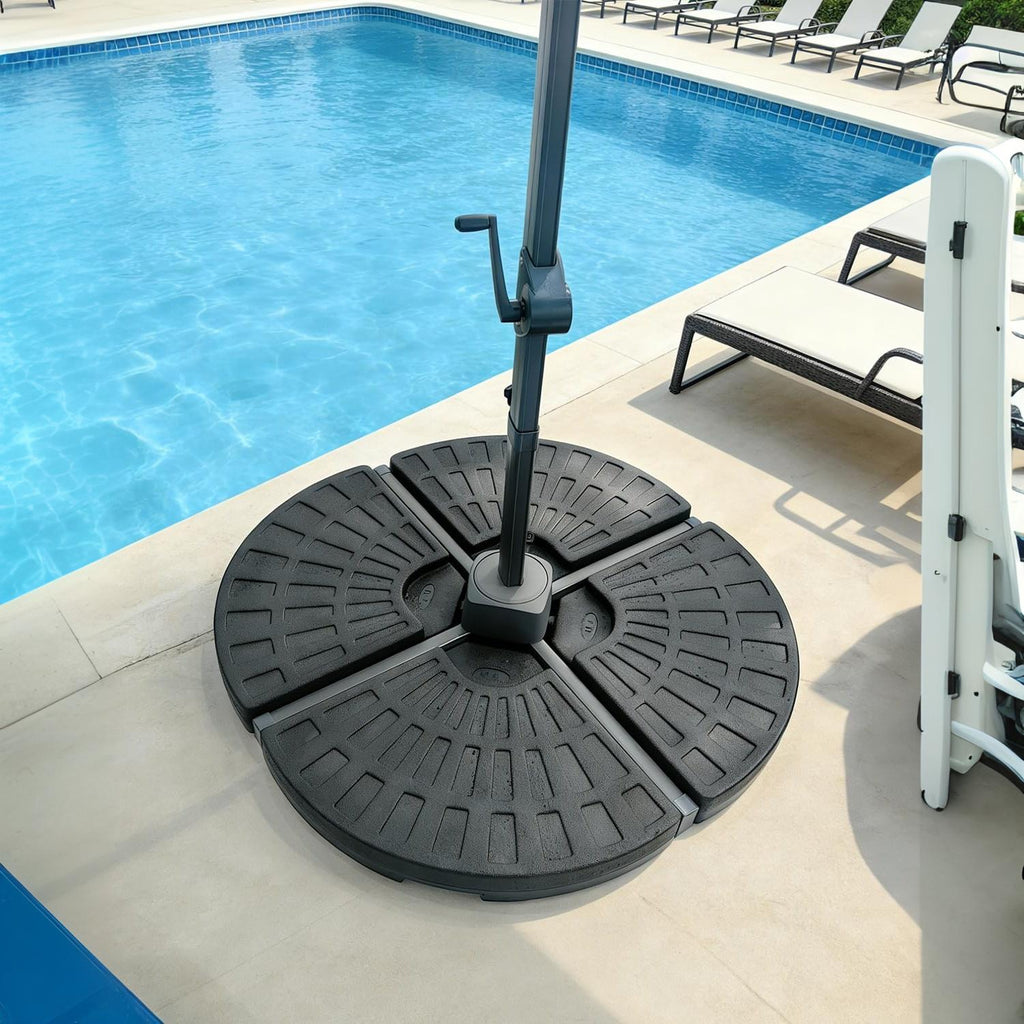 Garvee 4-Piece Fillable Patio Umbrella Base, 13L Each, 116.8 lb Water or 147.7 lb Sand Weighted HDPE Stand for Cantilever Umbrellas, Black