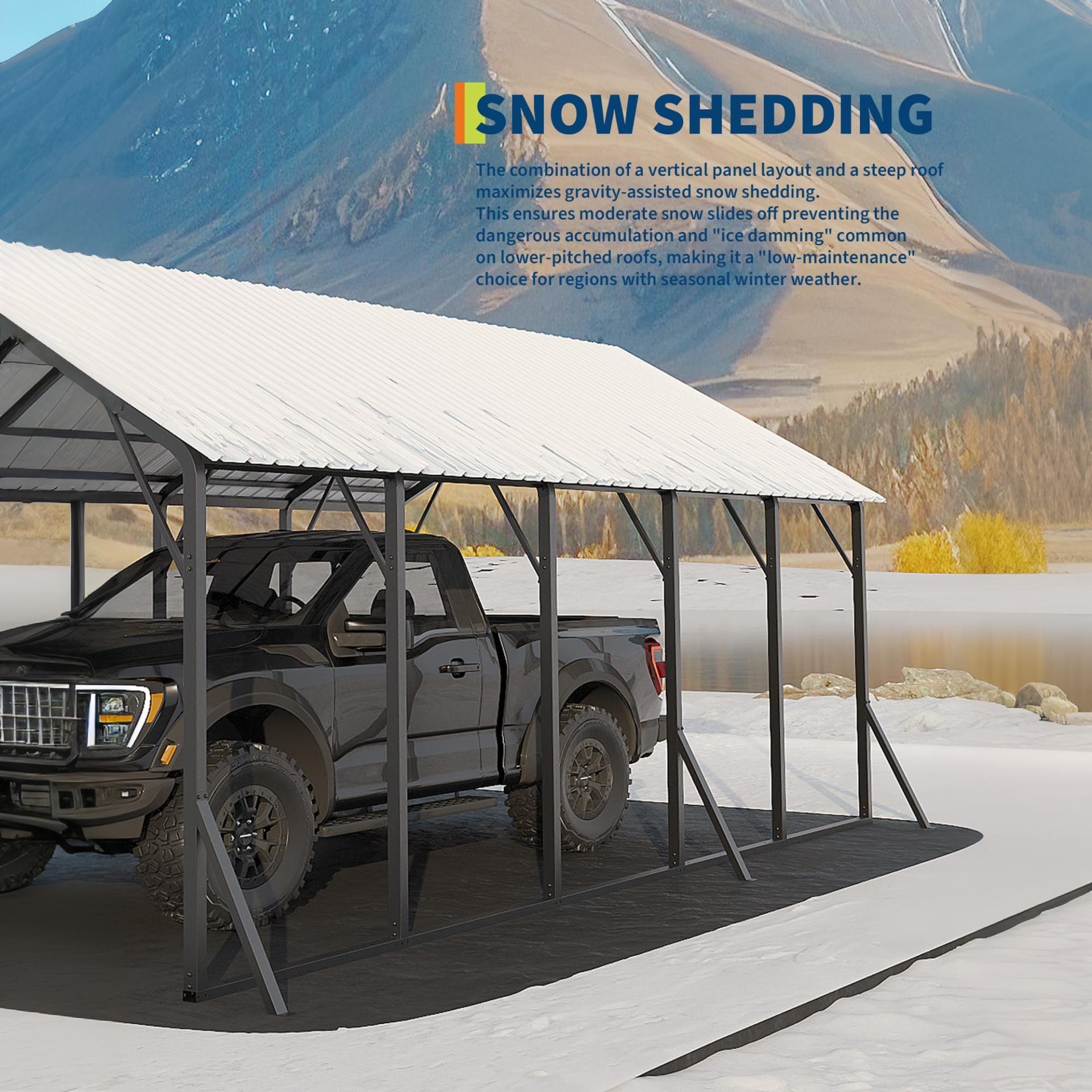 Garvee Metal Carport 13' × 26', 133" High-Clearance RV & Boat Shelter with 120° Vertical Roof, 10-Purlin Reinforced 19-Ga Steel Frame