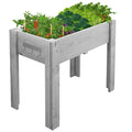 Garvee 34" x 18" x 30" Gray Elevated Wooden Planter Bed with Legs & Hooks, Raised Fir Wood Garden Box with Non-Woven Liner, Ergonomic Outdoor Planter for Vegetables, Herbs, Flowers, Patio & Balcony