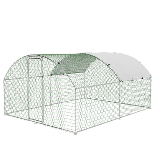 Garvee Spacious Walk-In Metal Chicken Coop - Dome Roof, Waterproof & UV-Resistant Cover, Lockable Door, Outdoor Poultry Cage for Hens, Ducks & Small Animals, Ideal for Farm & Backyard - Size: 9.8 x 13.1 x 6.6 ft