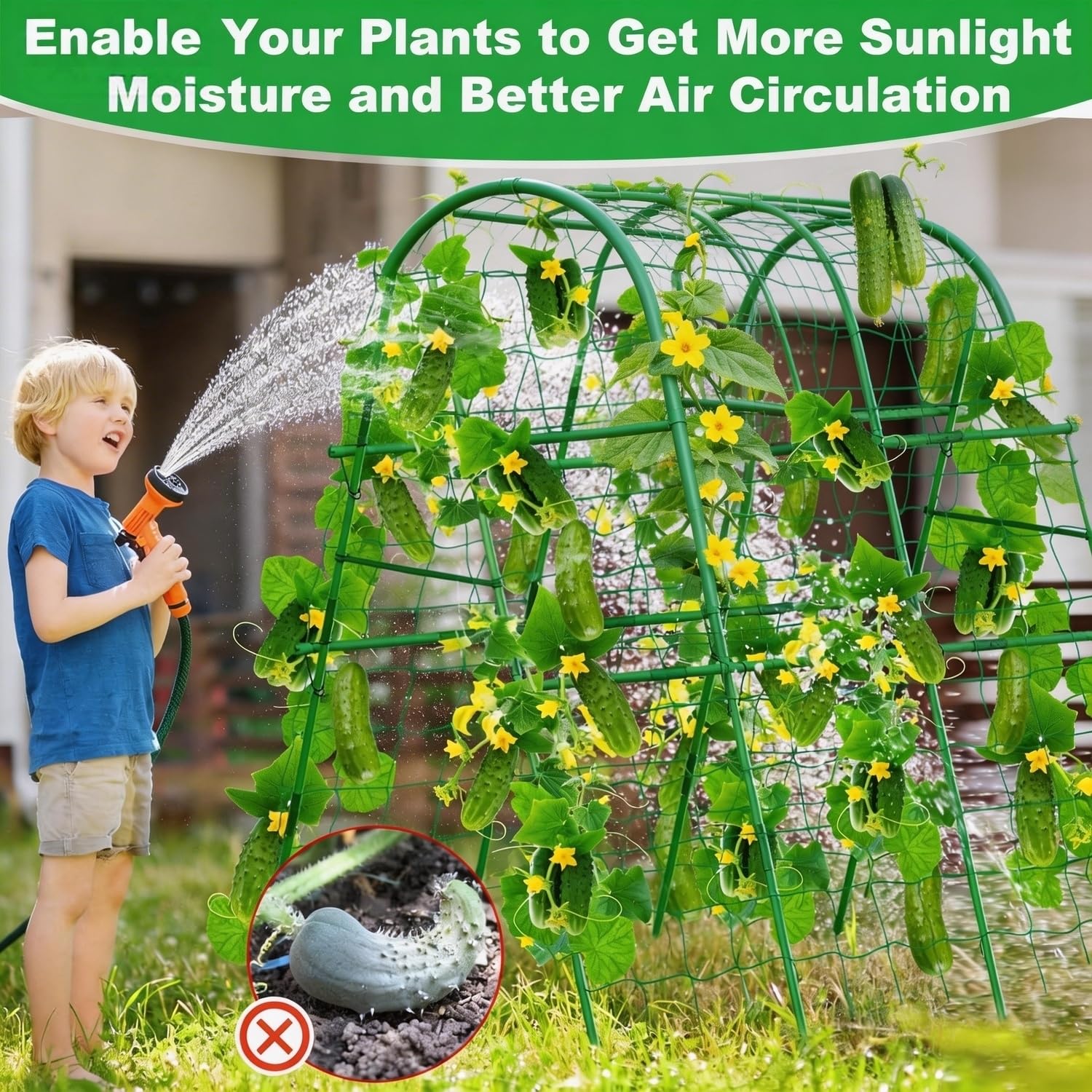 Garvee Garden Arch Trellis 4x4 FT, Metal U-Shaped Plant Support for Climbing Plants, Rust-Resistant Frame for Cucumbers, Vines & Raised Bed Garden