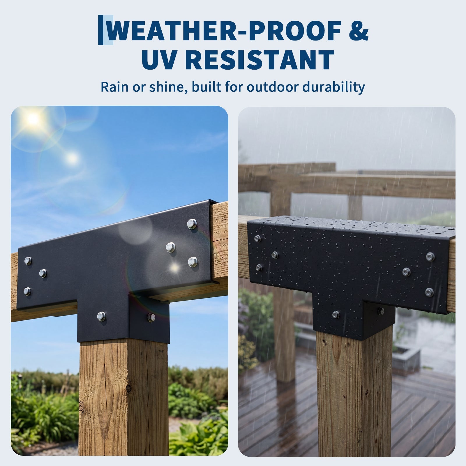 Garvee 3-Way Pergola Brackets, 2-Pack Rust-Resistant Steel T Connectors for 4 x 4 Posts with Screws for Patio, Gazebo and Backyard Builds, Black