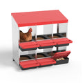 Garvee 6-Hole Metal Chicken Nesting Box, Roll Away Poultry Laying Box with Sloped Anti-Perch Roof, 31.9"x20.5"x31.1", Red