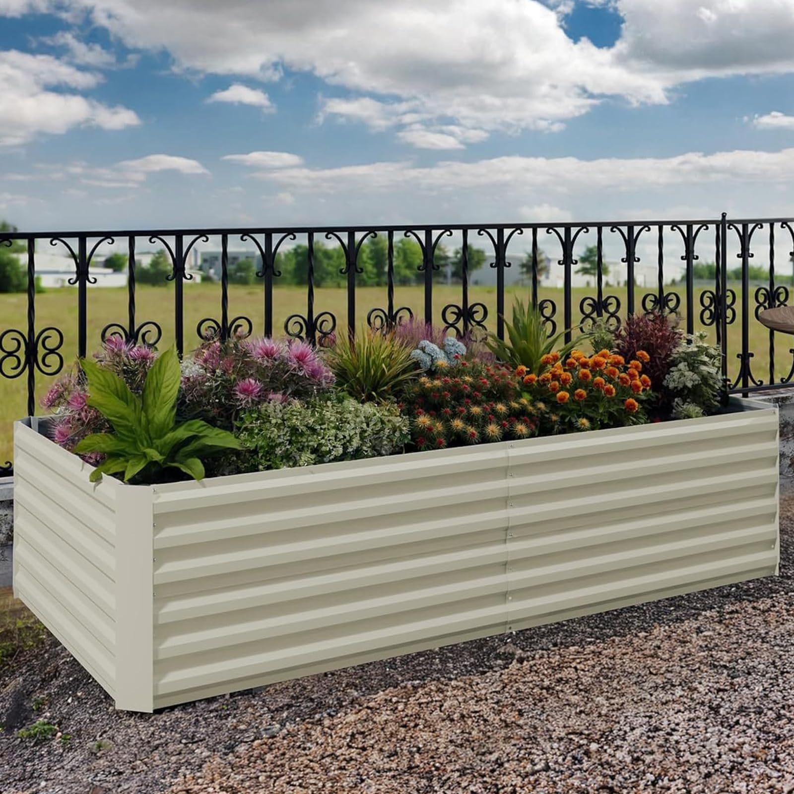 Garvee 2PCS Metal Raised Garden Bed Planter Box, 6x3x2ft - Durable Outdoor Flower & Vegetable Growing Kit - Easy Assembly - Beige - System Default