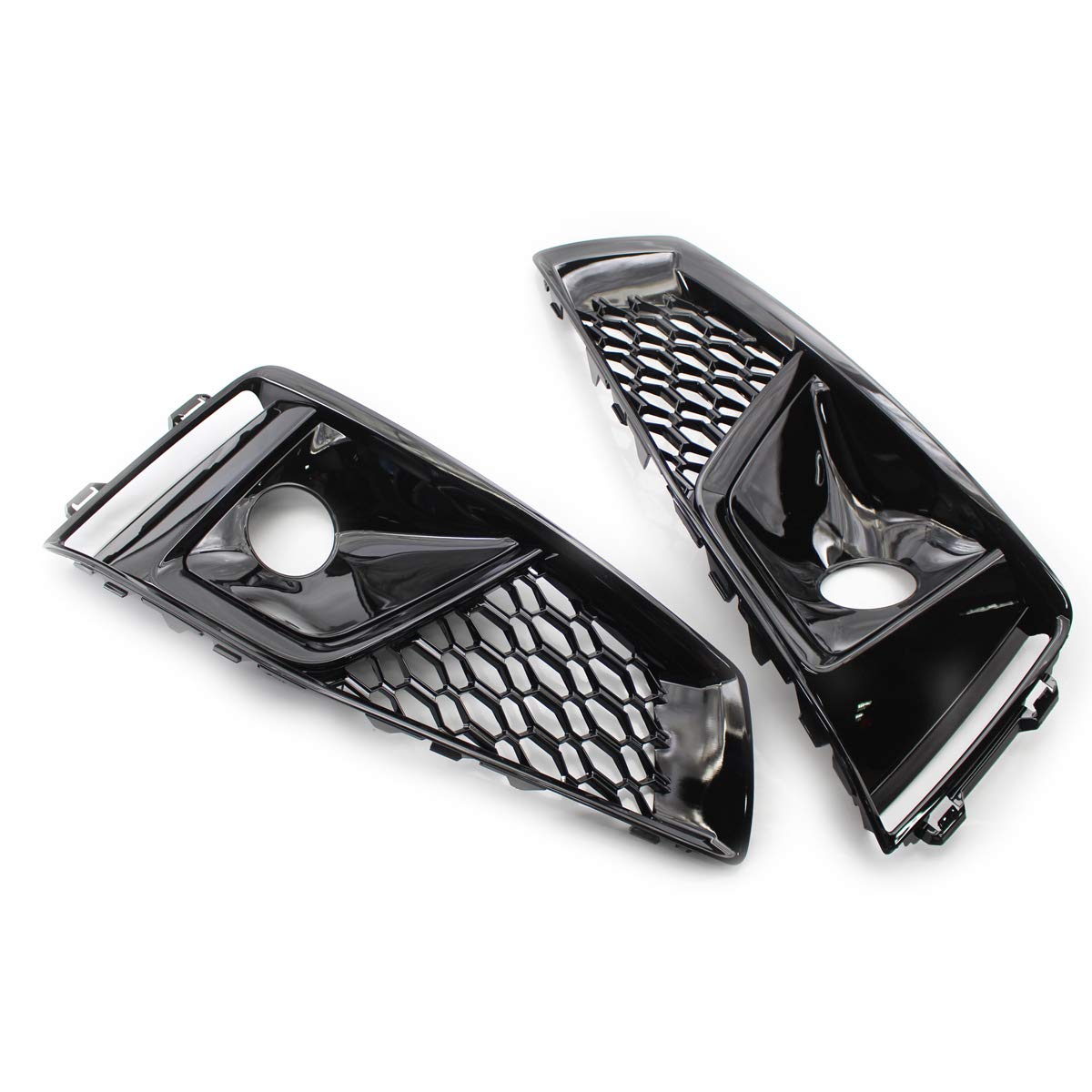 Garvee Front Grille & Fog Light Bezels for 2018-2020 Audi A4L S-Line European Spec, Honeycomb Mesh, Gloss Black ABS, Direct Fit, UV Resistant, Sporty Upgrade