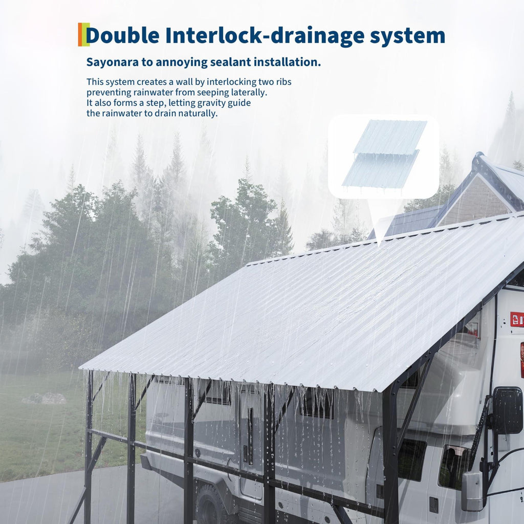 Garvee Metal Carport 20×25 ft, 173" High-Clearance 120° Vertical Roof, 19-Gauge Steel Frame for 2 Cars RV Tractor Shelter
